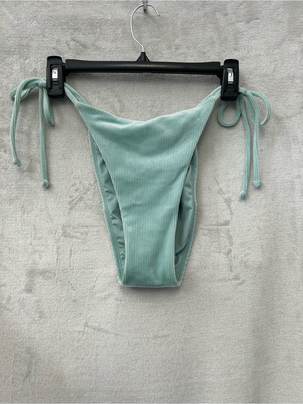 NWT Bottoms Only Sea-Foam Green VelourRibbed Tie-Side Bikini Bottom.